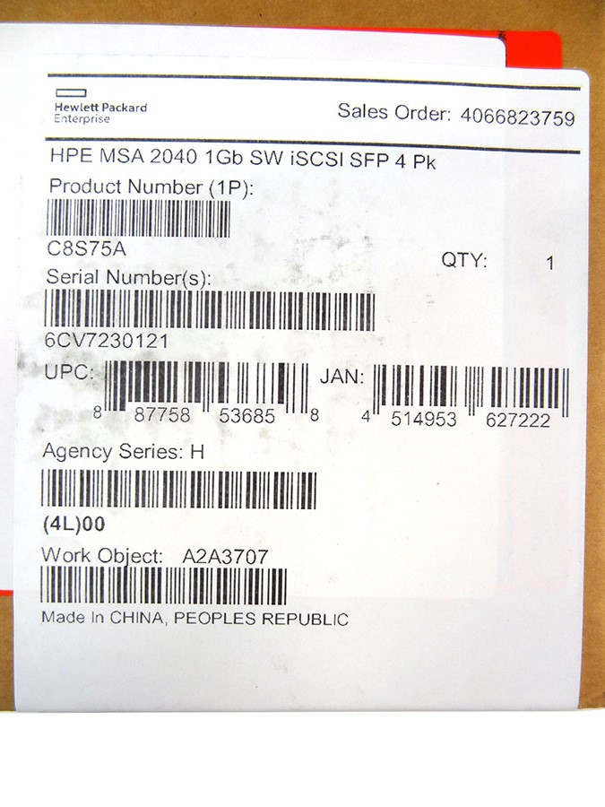 HP C8S75A 4PK 1GB SFP SW ISCSI TRANCEIVER *New Sealed* (4x 738368-001)