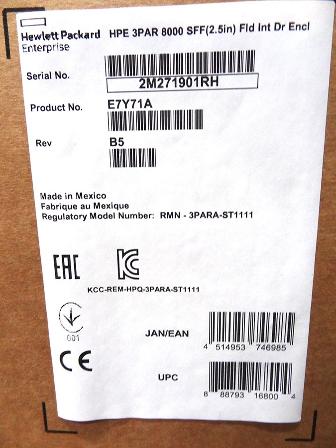 HP E7Y71A 3PAR STORESERV 8000 SFF(2.5IN) *New Sealed* - H6Z26A 