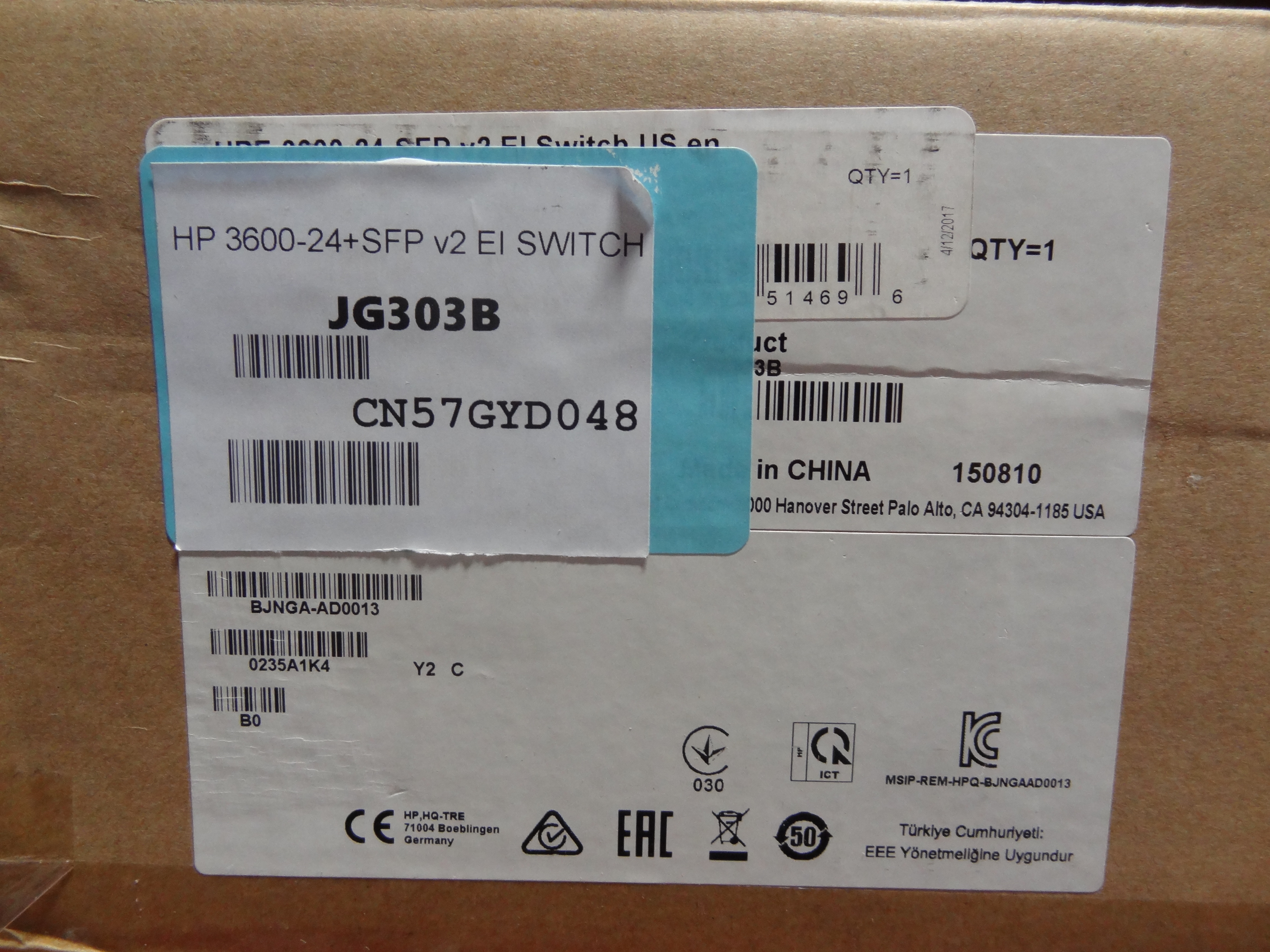 HP JG303B 3600-24-SFP V2 EI SWITCH - JG303-61201, JG303A