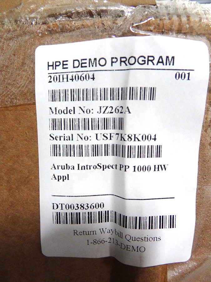HP JZ262A ARUBA INTROSPECT PP 1000 HW APPLIANCE - JZ262-61001