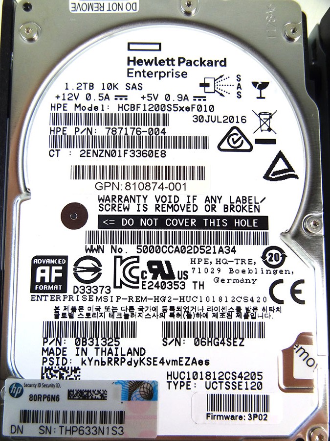 HP K2P85A 3PAR 8000 1.2TB SAS FIPS HARD DRIVE - 810762-001 