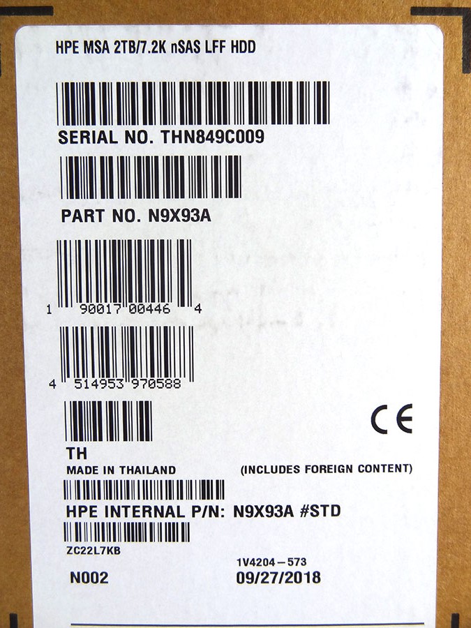 HP N9X93A MSA 2TB 12G 7.2K DISK DRIVE *New Sealed* - 841502-001 