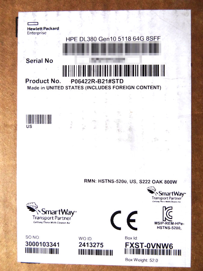 HP P06422-B21 DL380 GEN10 5118 1P 64G 8SFF 