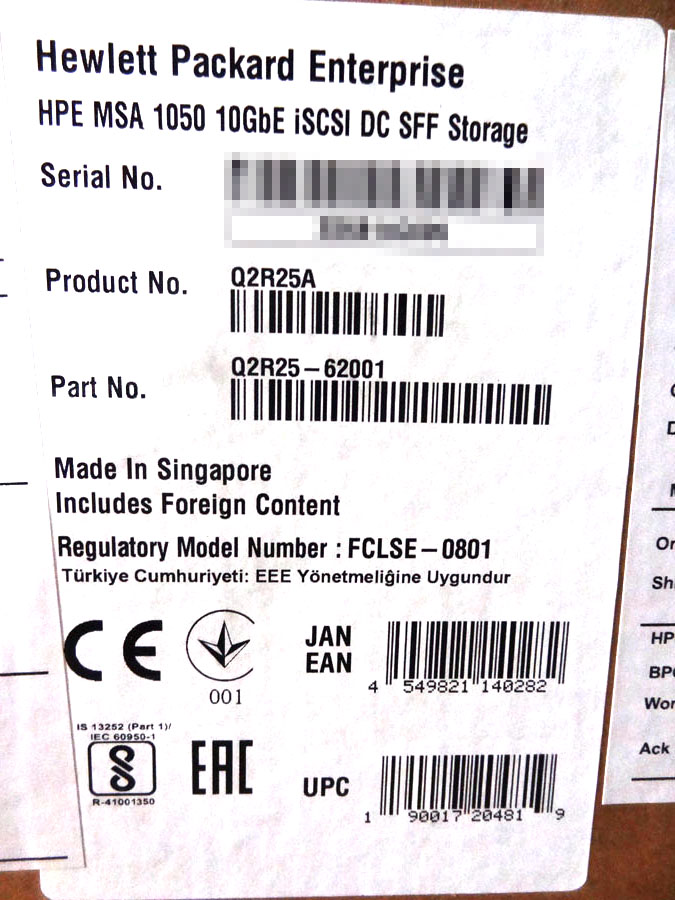 HP Q2R25A MSA 1050 10GBE DC SFF SAN *New Sealed*