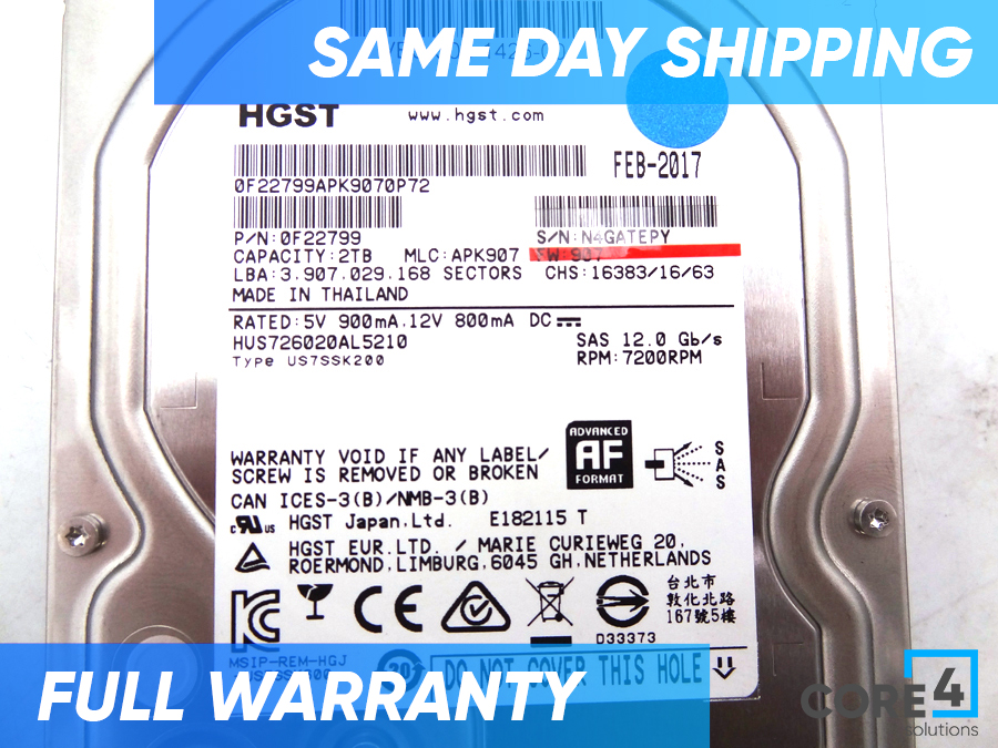 HITACHI HUS726020AL5210 2TB 3.5IN SAS 7.2K 12GBPS HDD