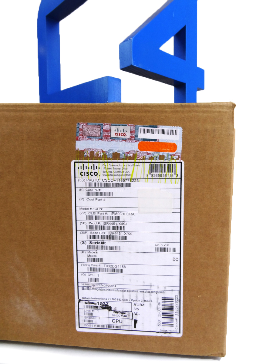 CISCO ISR4451-X-K9 ISR 4451 (4GE,3NIM,2SM,8G FL 4G DRAM) Router