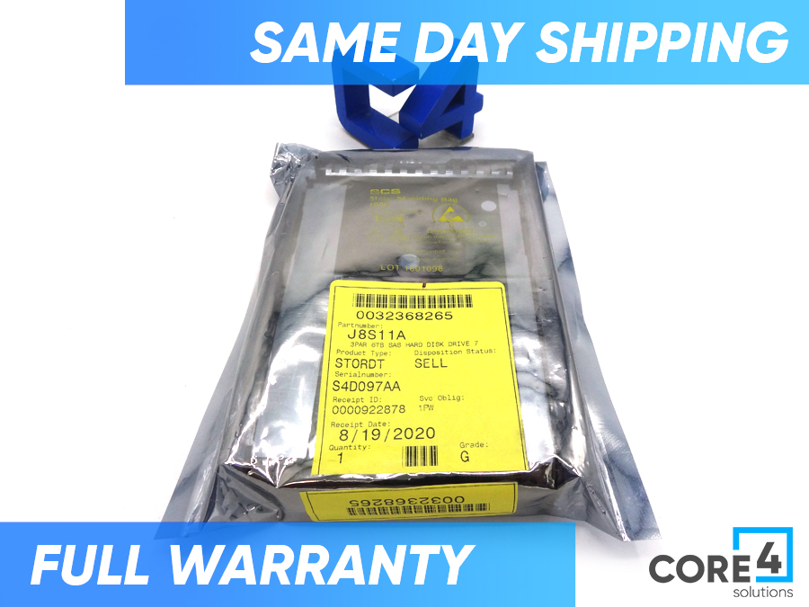 HP J8S11A 3PAR STORESERV 20000 6TB SAS - 809602-001, 823120-001