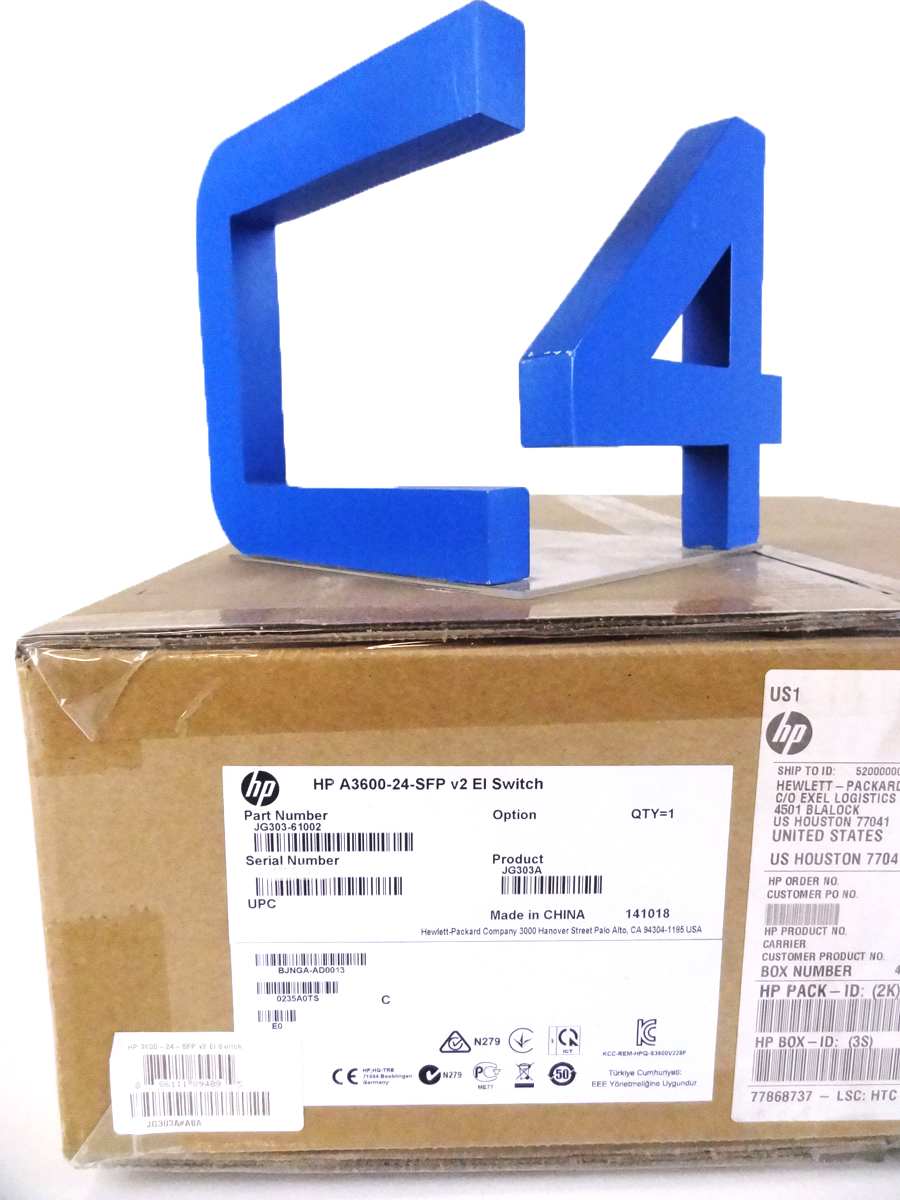 HP JG303A 3600-24-SFP V2 EI 24 PORT SWITCH *New Factory Sealed* - JG303-61001, JG303-61101