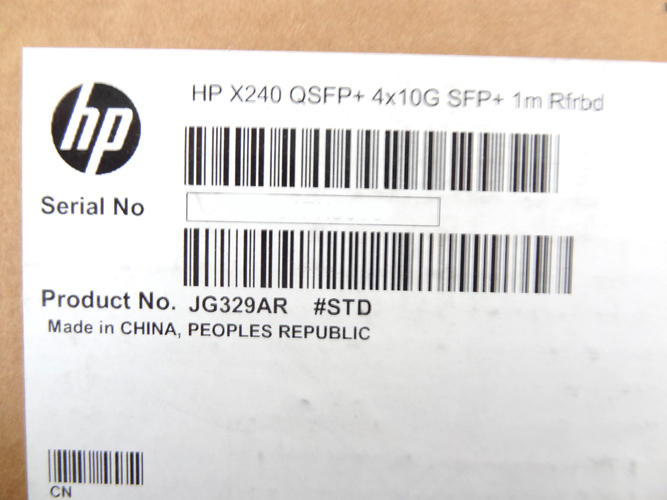 HP JG329A HP X240 40G QSFP+ TO 4X10G SFP+ 1M Renew