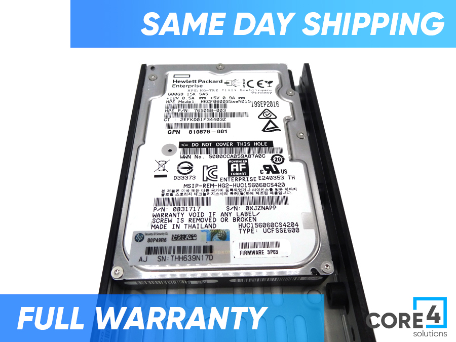 HP K2P98B 3PAR STORESERV 8000 600GB SAS - K2P98A, 810876-001, 810764-001 