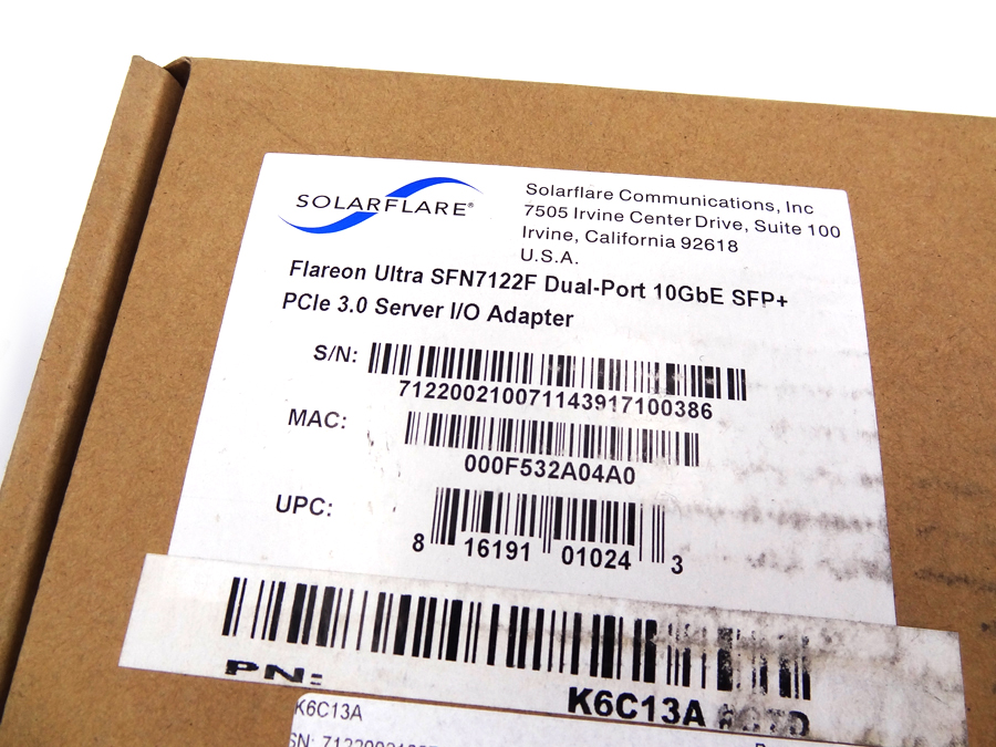HP K6C13A SOLARFLARE SFN7122F NIC BOOT OPTION *New Sealed* - SFN7122F