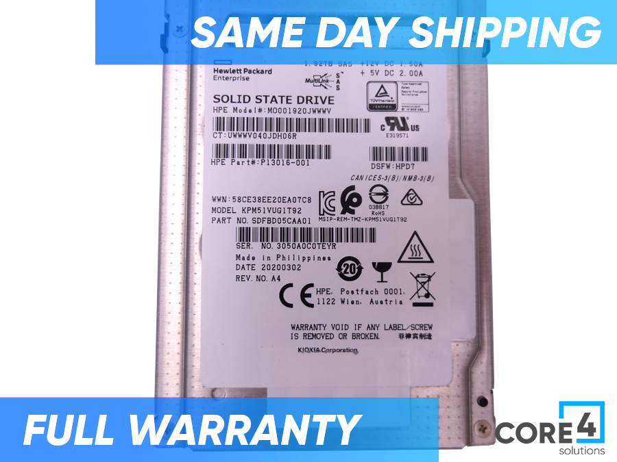 HP MO001920JWWWV 1.92TB SAS MU SFF SC DS SPL SSD