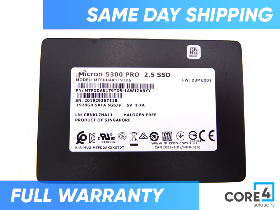 MICRON MTFDDAK1T9TDS 1.92TB 5300 PRO 2.5in 6GBPS SATA SSD