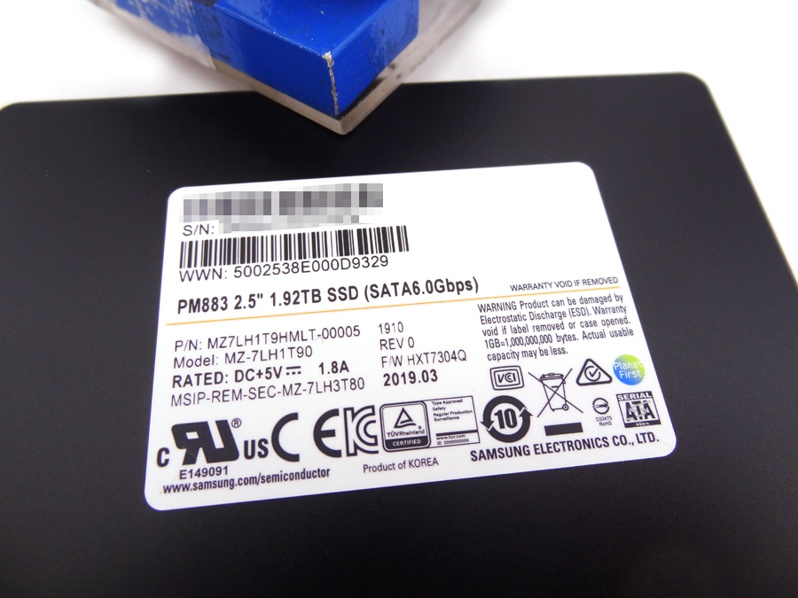 SAMSUNG MZ7LH1T9HMLT-00005 1.92TB 2.5 PM883 SATA GBPS SSD