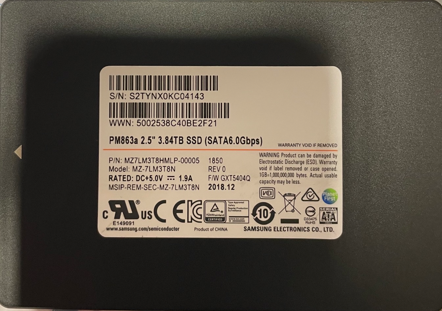 SAMSUNG MZ7LM3T8HMLP-00005 3.84TB PM863A SATA 2.5 6GBPS SSD