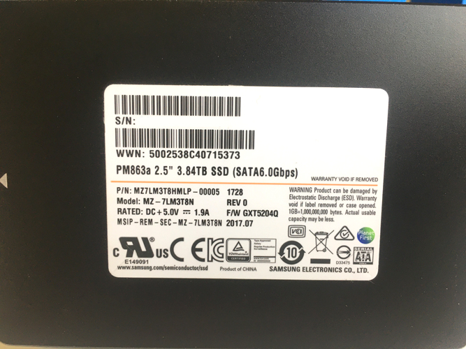 SAMSUNG MZ7LM3T8HMLP 3.84TB PM863A 2.5 SATA 6GBPS SSD  
