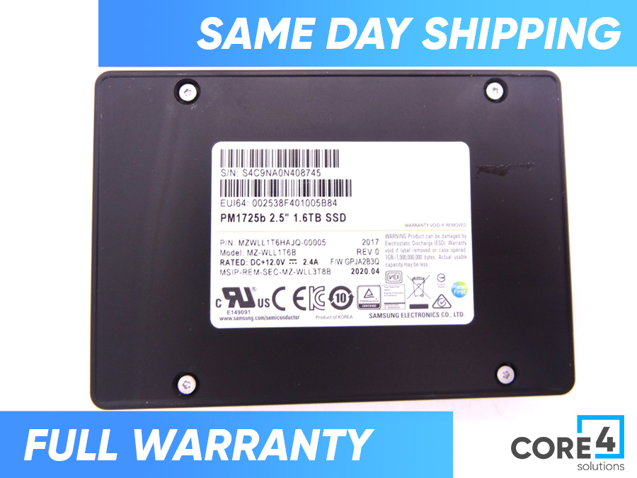 SAMSUNG MZWLL1T6HAJQ-00005 1.6TB PM1725b 2.5IN 6GBPS U.2 NVMe SSD