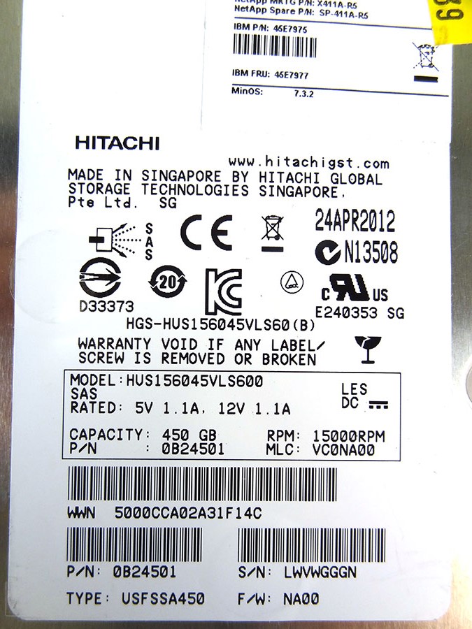 NETAPP X411A-R5 450GB 15K 3.5 SAS HDD