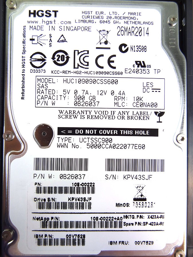 NETAPP X423A-R6 NETAPP 900GB 10K SAS 6GB 2.5 HD