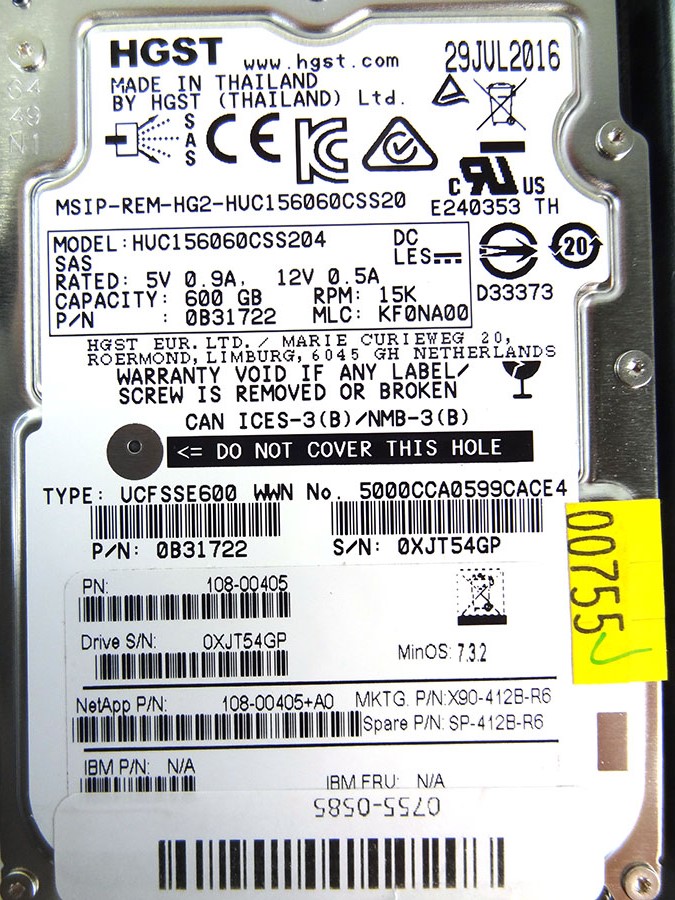 NETAPP X90-412B-R6 600GB 15K 2.5/3.5 SAS HDD X412B-R6 SP-412B-R6