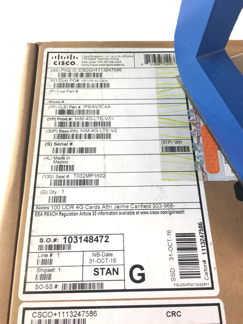 CISCO NIM-4G-LTE-VZ CISCO LTE 2.0 4G NIM FOR VERIZON