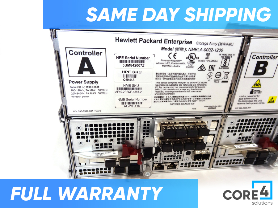 HPE NIMBLE AF60-2P2QF-138T-2 AF60 ALL FLASH 138TB (24x 1.92TB, 24x 3.84TB)