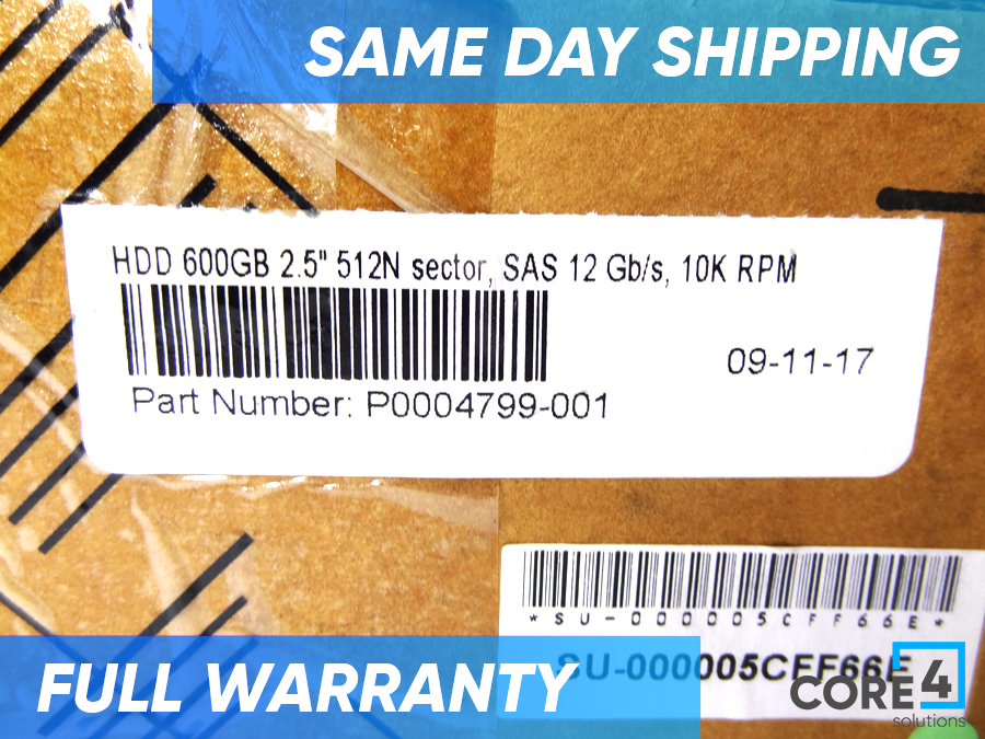HP P0004799-001 HDD 600GB 2.5 512N SEC SAS 12 *New Bulk* 