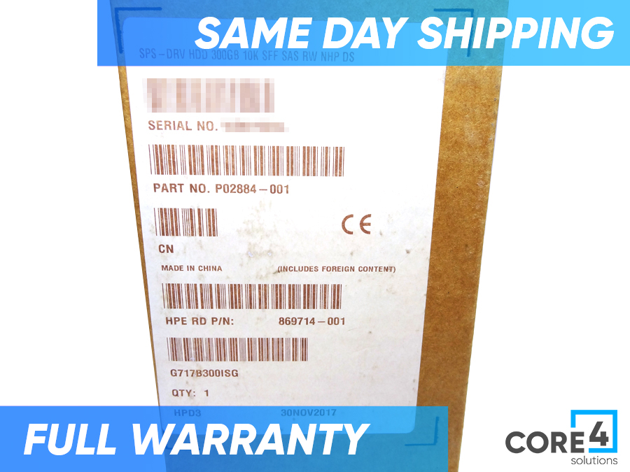 HP P02884-001 300GB SAS 12G 10K SFF RW DS HDD *New Bulk* - Q6M02A