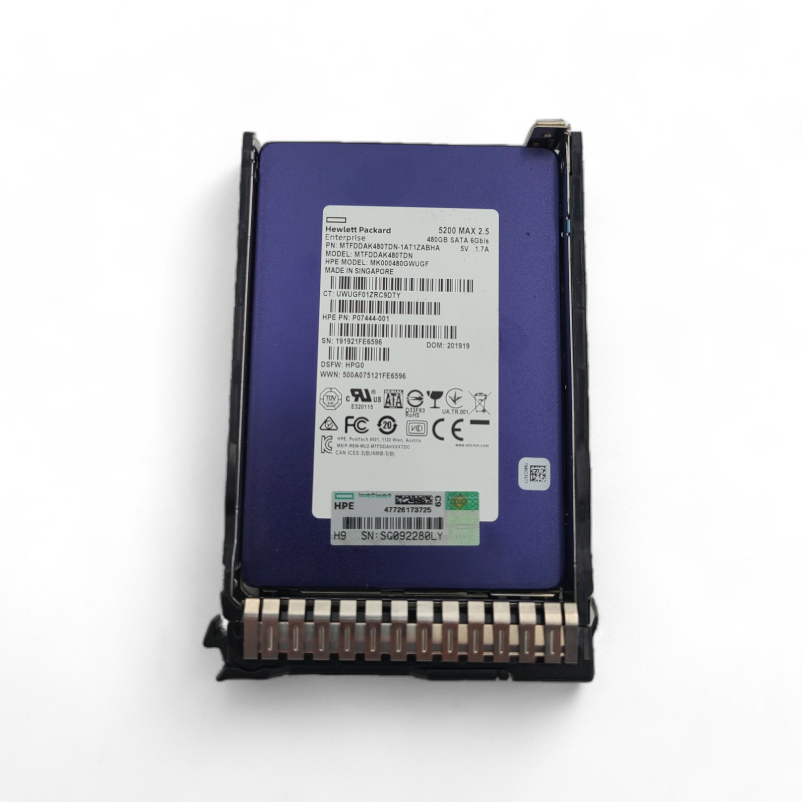 HP P08690-001 HPE 480GB SATA 6G MUU SSD