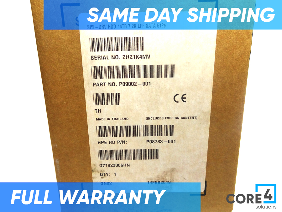 HP P09002-001 SPS-DRV HDD 14TB 7.2K LFF SATA 512e *New Bulk*