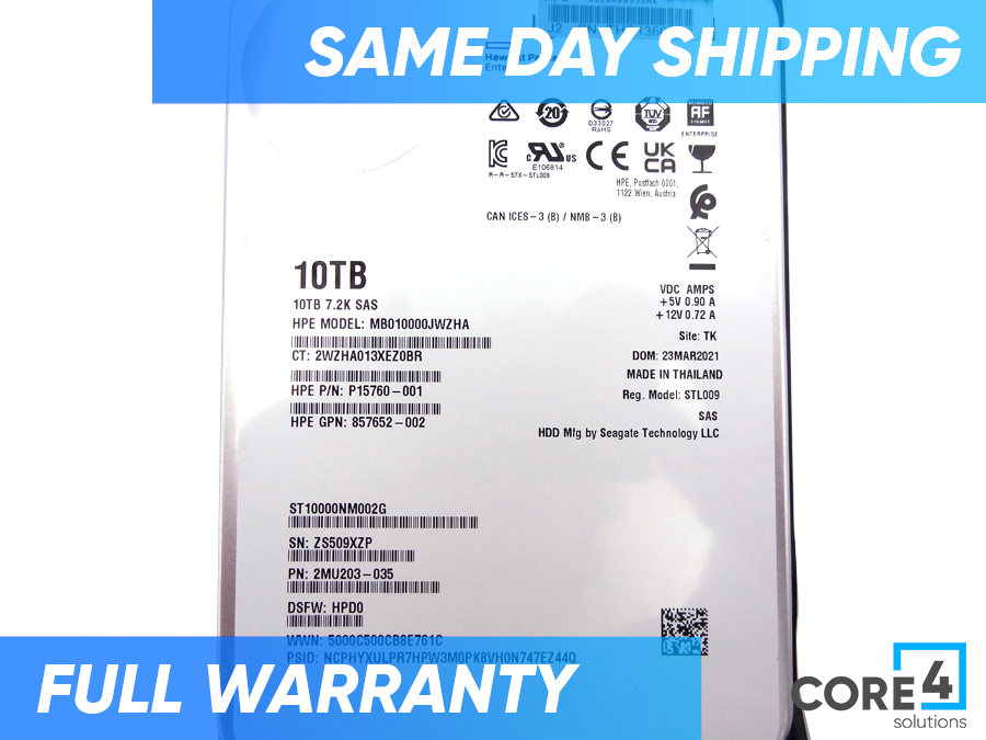HP P09149-B21 10TB SAS 7.2K LFF LP 512E - P07382-B21, P07440-001, P11186-001