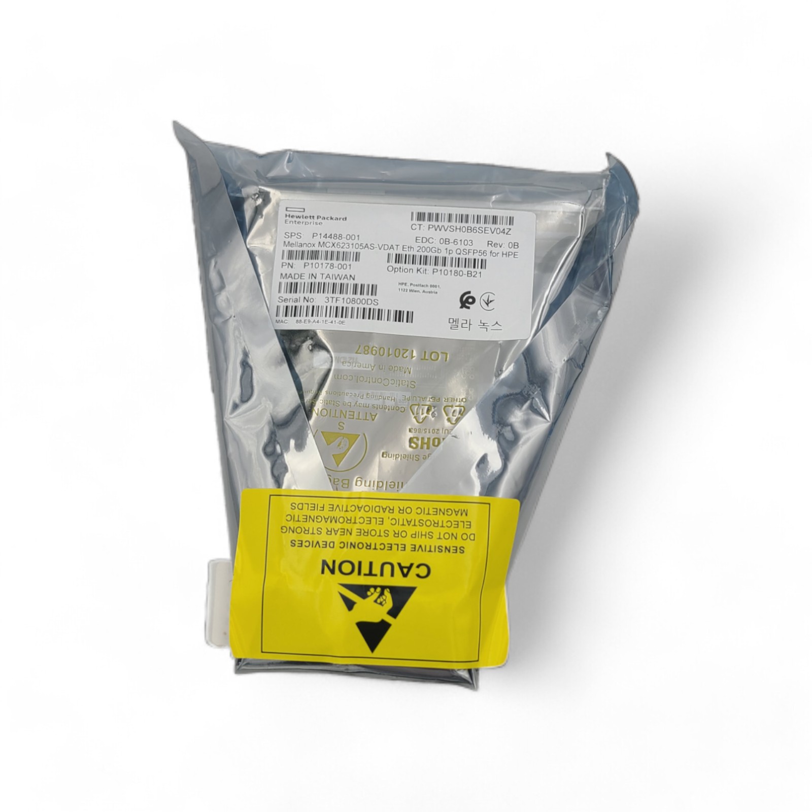 HP P10180-B21 HPE Mellanox MCX623105ASVDAT Ethernet 200Gb 1port QSFP56 A