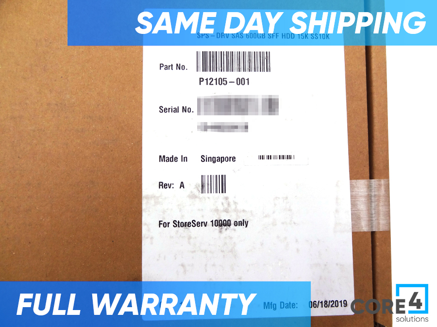 HP P12105-001 3PAR 10000 4X600GB SAS 15K HDD Upgrade