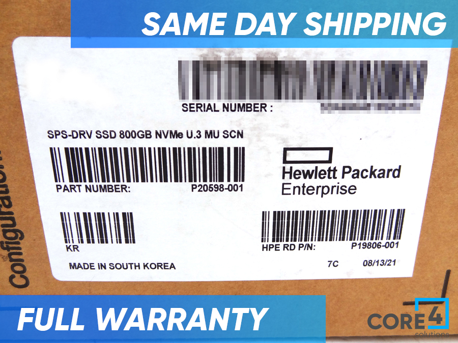 HP P20598-001 SSD 800GB NVMe U.3 MU SCN *New Bulk*