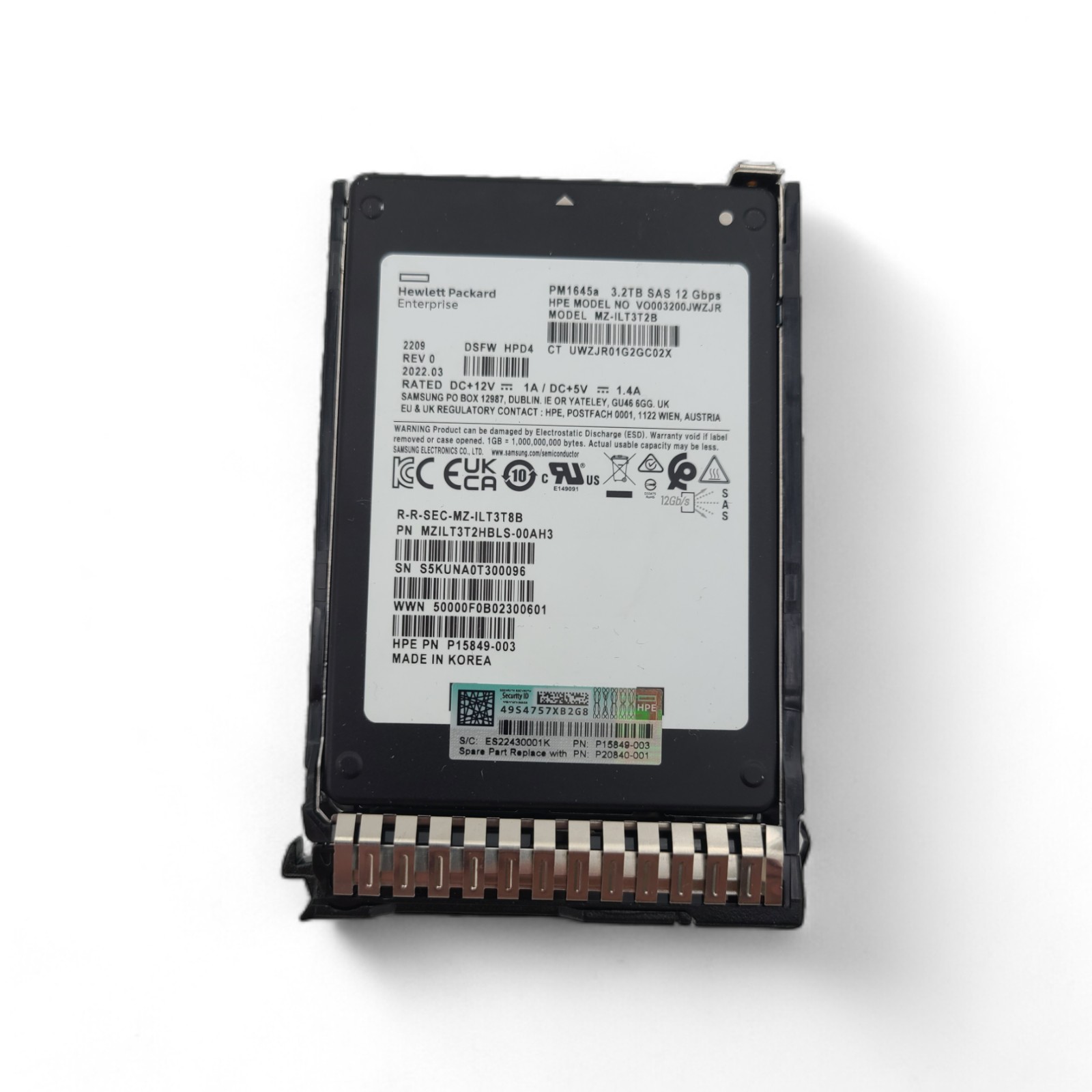 HP P20840-001 HPE 3.2TB SAS 12G MU SFF SSD
