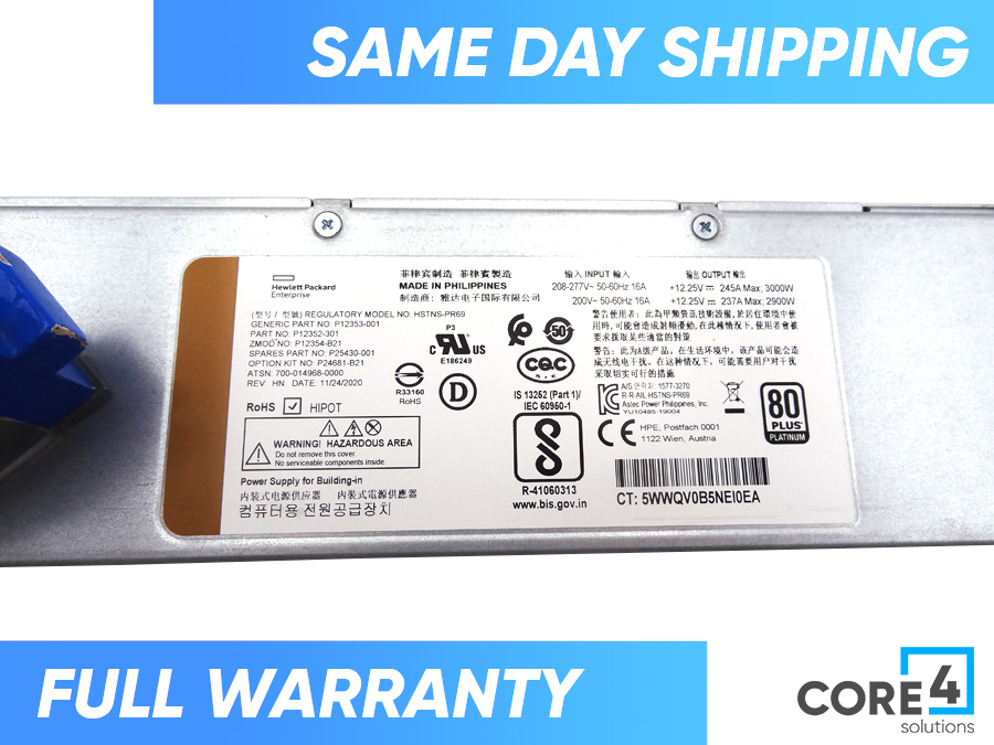 HP P24681-B21 HPE 3000W 200-277VAC POWER SUPPLY - P25430-001