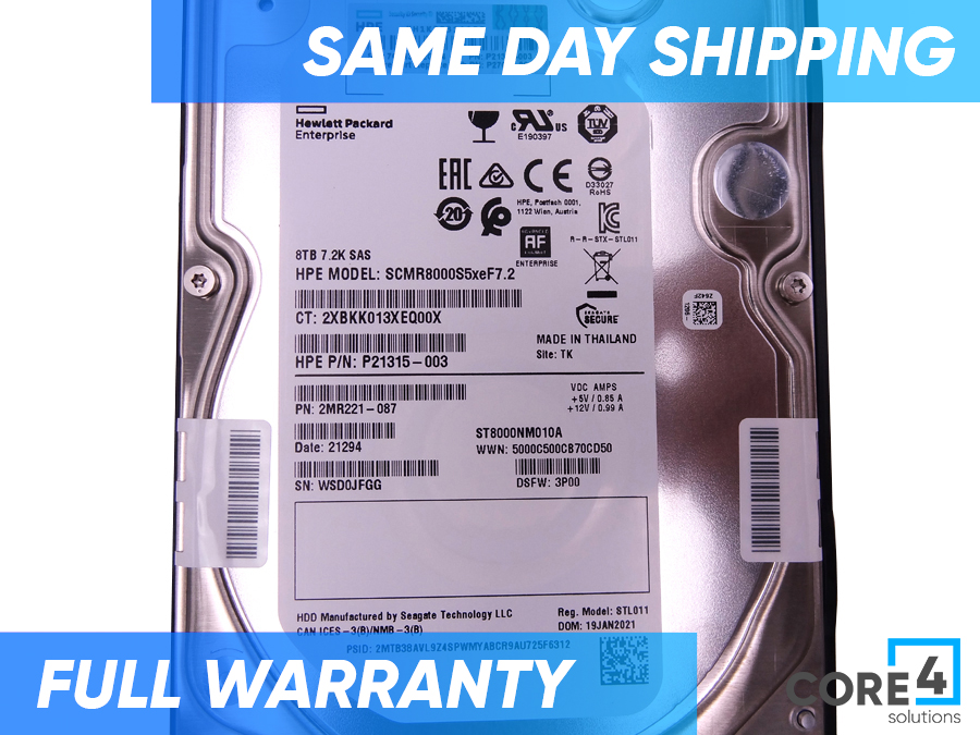 HP P27036-001 SPS-DR 8TB HDD SAS 7.2K LFF SS20K FIPS *New Bulk*