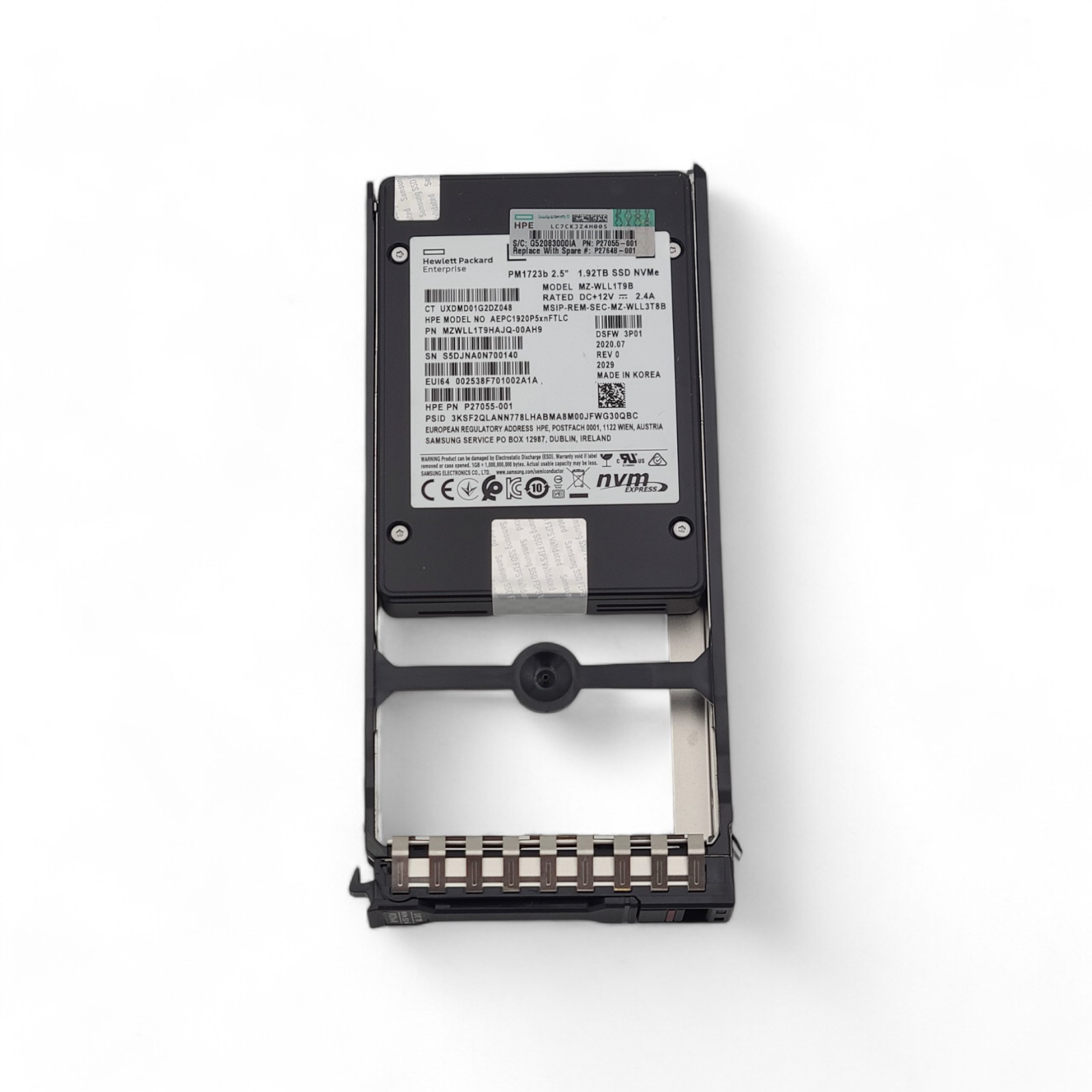 HP P27055-001 PE 1.92TB NVMe FE TAA Storage SSD