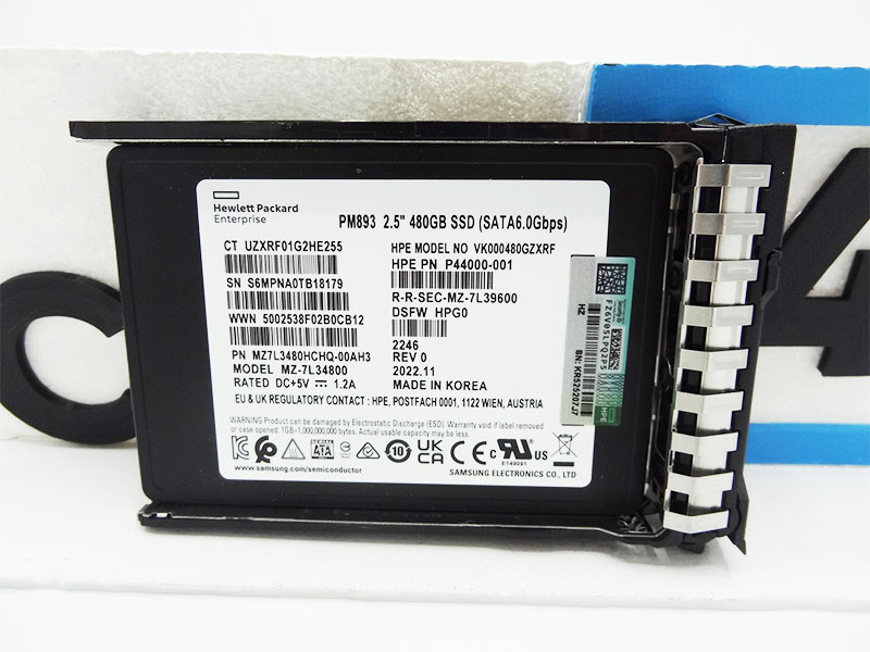 HP P44000-001 HPE 480GB SATA 6G RI SFF BC PM893 SSD