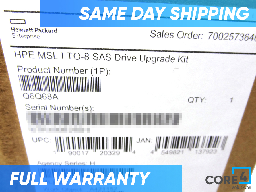 HP Q6Q68A MSL LTO-8 ULTRIUM 30750 SAS DRIVE *New Open Box* - 882185-001