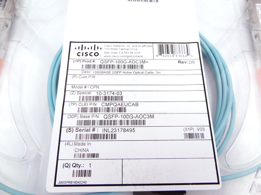 CISCO QSFP-100G-AOC3M 100GBASE QSFP *New Sealed*