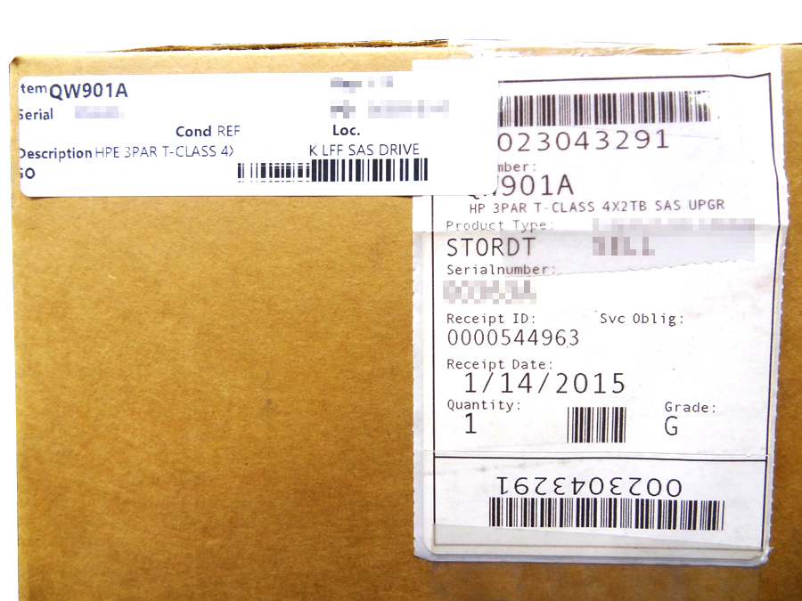 HP QW901A 3PAR T-CLASS 4X2TB 6G 7.2K LFF SAS DRIVE UPGRADE MAGAZIN