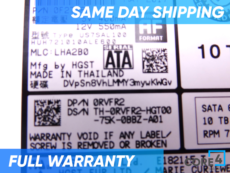 DELL RVFR2 10TB 7.2K 3.5 SATA 512E HDD