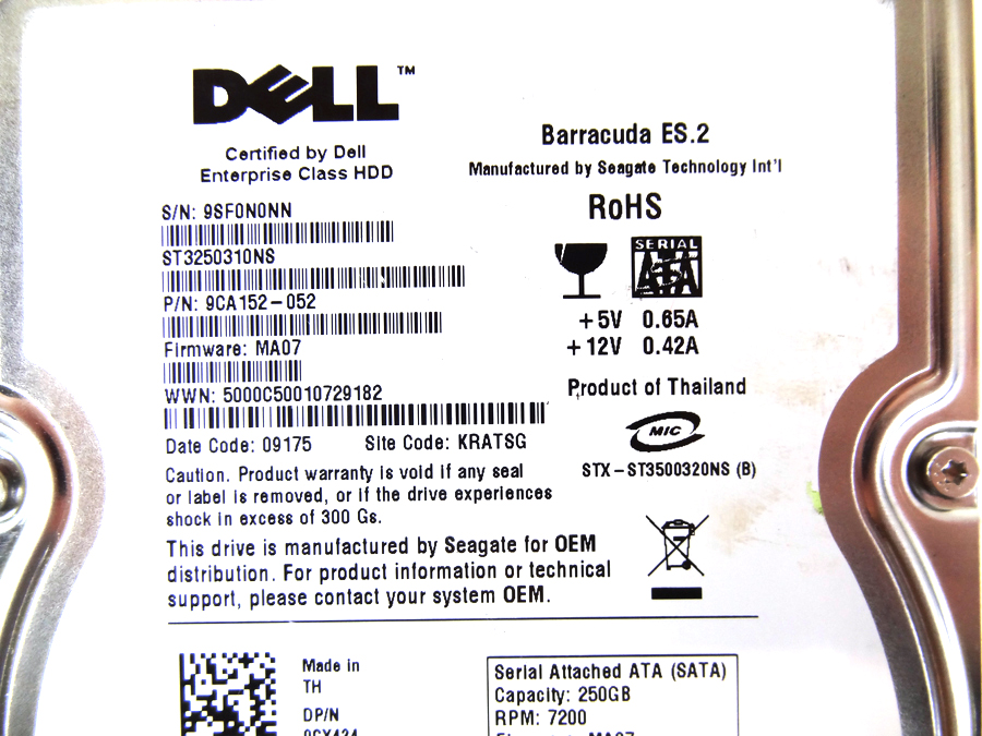 SEAGATE CX424 250GB 7.2K 3.5 SATA HDD - 9CA152