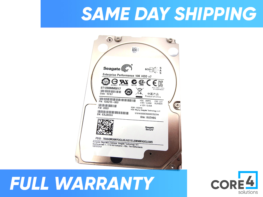 SEAGATE ST1200MM0017 1.2TB 10K SAS 2.5 SED HDD *New Bulk*