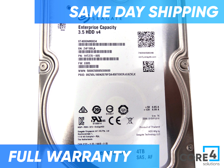 SEAGATE ST4000NM0034 4TB Enterprise Hard Disk Drive 3.5in SAS