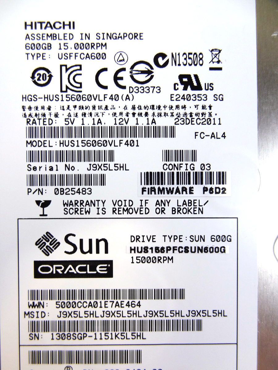 SUN 1450-00300-30 600GB 15K LFF FC PILLAR AXIOM HDD