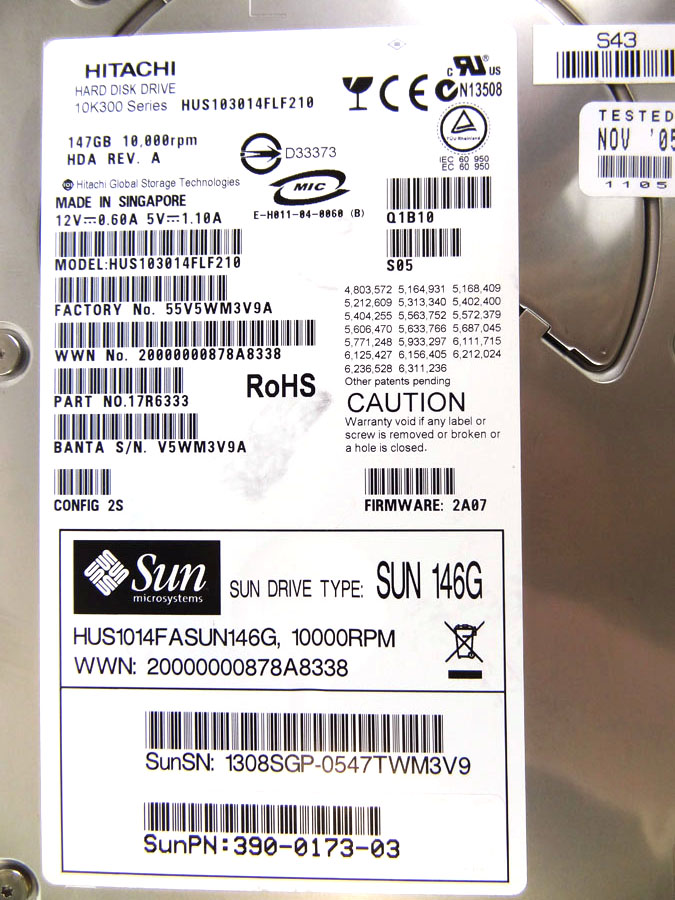 SUN 390-0173 146GB 10K FC DISK DRIVE