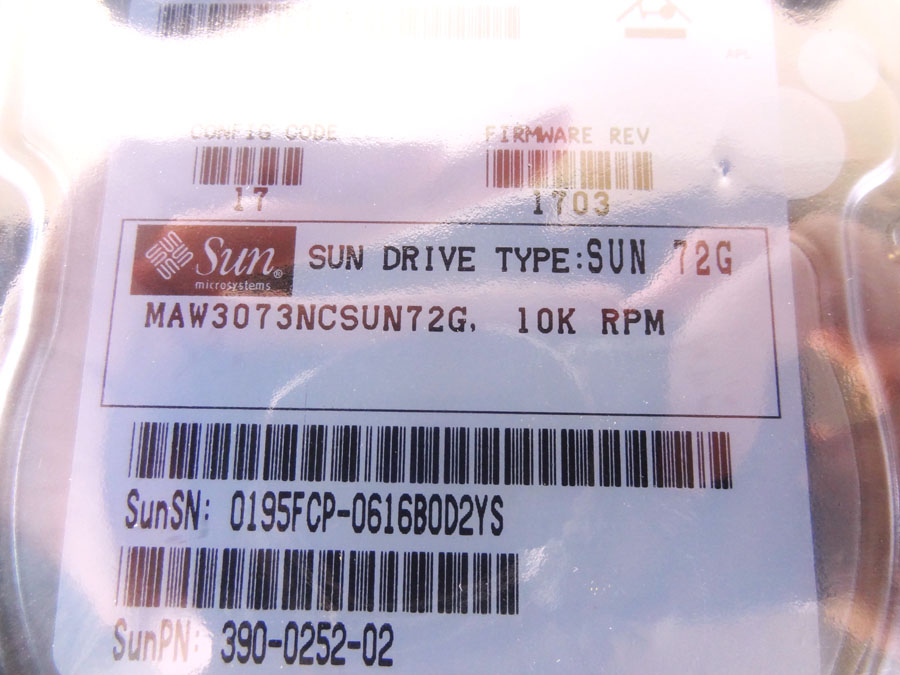 SUN 390-0252 73GB 10K SCSI DISK DRIVE (
