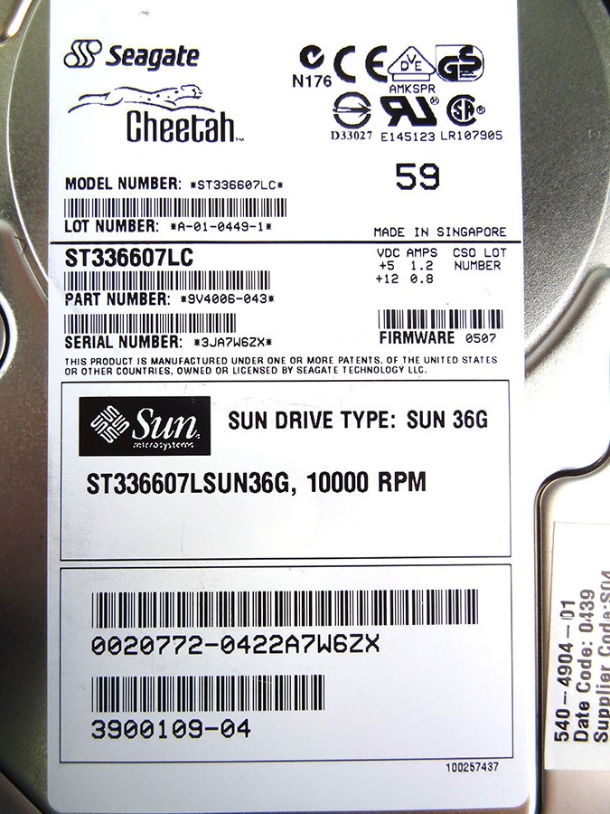 SUN 540-4520 36GB 10K SCSI DISK DRIVE 